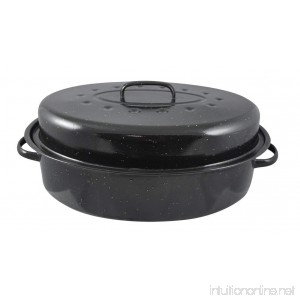 HDS TRADING Non-Stick Carbon Steel Roaster with Lid 15-Inch Black - B00A7FS6XQ